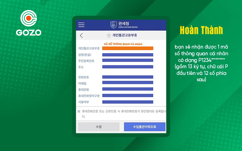 Cách đăng ký mã số thông quan cá nhân việt hàn nhanh