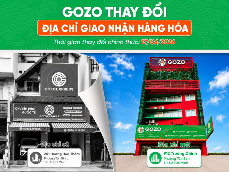 GOZO Thay Đổi Địa Chỉ Giao Nhận Hàng Hóa Từ Ngày 17/06/2026